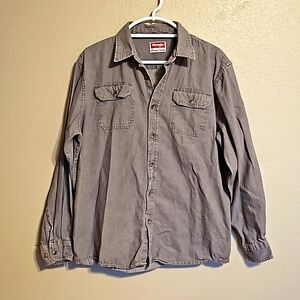 Wrangler Premium Quality  Gray Denim Vintage Button Up L